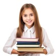 © olegganko - schoolgirl with vivid books isolated.