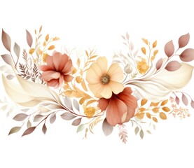 Canvas Print - Watercolor Background With Flowers isolated.