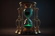 Hourglass with green sand inside