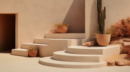 Generative AI, Ibiza aesthetic villa house and coast landscape, muted colors, minimalism