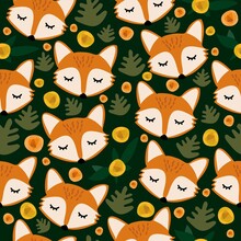 Seamless Pattern With Woodland Fox