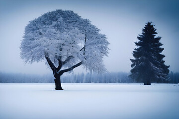 winter snowy trees AI generated