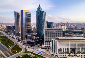 Istanbul Financial Center (IFC) in Atasehir, Istanbul, Turkey. Global financial services hub. Modern business center skyscrapers in Istanbul.