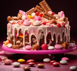 Sticker - A cake with white icing and candy sprinkles