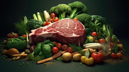 Sticker - A large piece of meat surrounded by vegetables