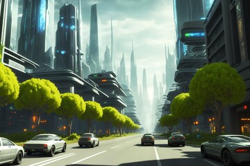 Wall Mural - Sci fi modern metaverse city