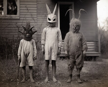 Kids Wearing Vintage Halloween Costumes In The 1930’s