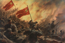 A Painting Of China In The Style Of Dynamic And Action-packed Revolution. Generative AI.