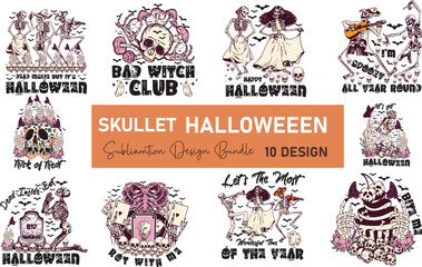 Retro Skullet Halloween Design Bundle