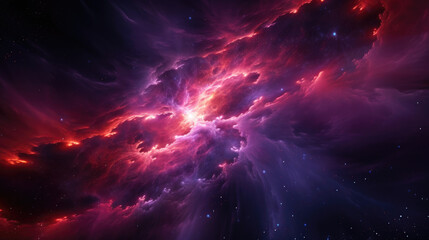 Wall Mural - sharp lines of cyclonic orange and red particles swirl around in a burst of cosmic light piercing th