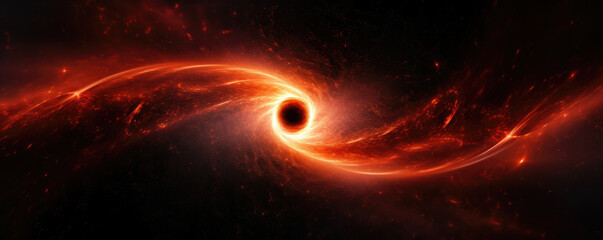 Wall Mural - a massive disk of swirling glowing particles surrounds a distant star its center a deep orangered an