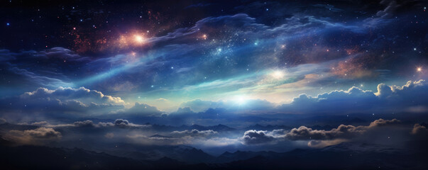 Wall Mural - this exquisite image shows a captivating landscape of interstellar clouds condensing in a hypnotic a