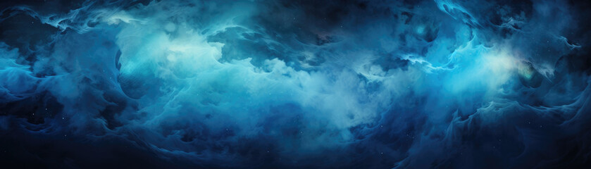 Wall Mural - its atmosphere glowing with brilliant shades of blue and its rocky topography populated by swirling 
