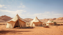 Authentic Bedouin-style Tents Placed Within The Desert's Heat