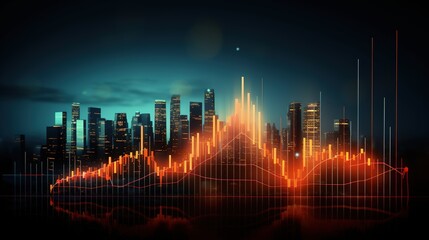 Wall Mural - Market chart of business increase stock graph or investment financial data profit on growth money diagram background. generative ai