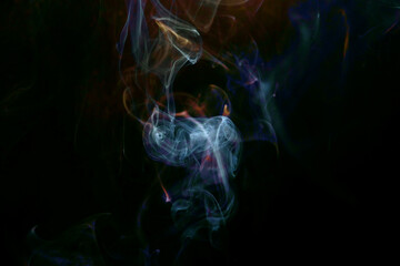 Wall Mural - incense smoke abstract on black background