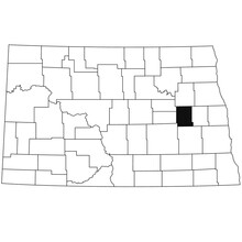 Map Of Griggs County In North Dakota State On White Background. Single County Map Highlighted By Black Colour On North Dakota Map .