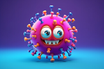 Wall Mural - Cute virus character element minimal background 3d rendering