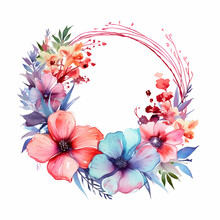 Set Of Colorful Watercolor Flowers, Handicraft Flower Arch