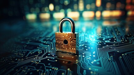 Illustration of a padlock, concept of cyber security and online data protection