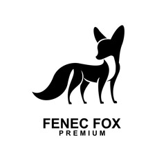 Wall Mural - fennec fox icon design illustration negative black white template