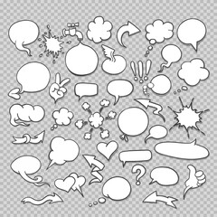 Wall Mural - doodle sketch speech bubbles on transparent