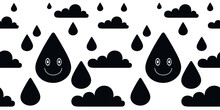 Seamless Vector Illustration With Rain On Blue Background