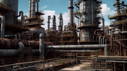 Wall Mural - Industrial pipeline, oil and gas factory