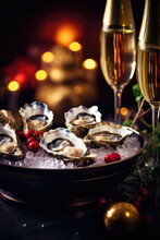 Fresh Oysters Served For Romantic Dinner
