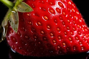 Poster - Generative AI : Fresh Strawberry fruit with water droplets isolated on white background with clipping path