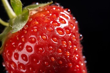 Poster - Generative AI : Fresh Strawberry fruit with water droplets isolated on white background with clipping path