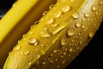Poster - Generative AI : Fresh Banana fruit with water droplets isolated on white background with clipping path