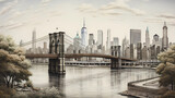 Fototapeta  - A cityscape of New York featuring towering skyscrapers