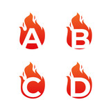 Fototapeta Kuchnia - Letter flame for logo company. Letter A B C D logo flame template, fire logo initials