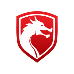 Wall Mural - dragon shield vector logo