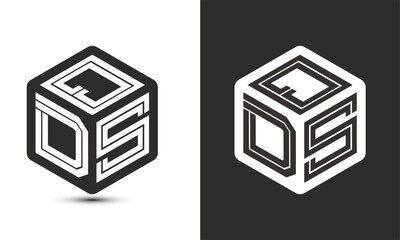 Wall Mural - QDS letter logo design with illustrator cube logo, vector logo modern alphabet font overlap style.