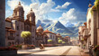  scene of Cusco surrounded by the Andes mountains