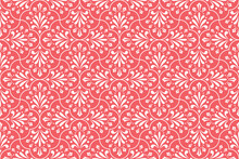 Flower Geometric Pattern. Seamless Vector Background. White And Pink Ornament. Ornament For Fabric, Wallpaper, Packaging. Decorative Print