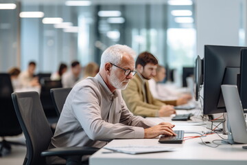 people ages 50+ coding in an office environment. Users are looking for them