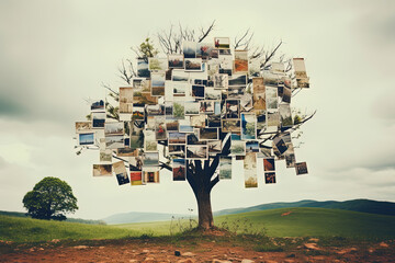 Artistic illustration of framed souvenirs, symbolizing collective beauty on World Photography Day