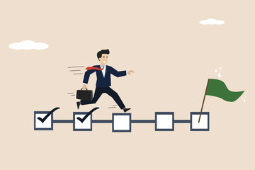 Wall Mural - project management, work progress or completed task tracking, productivity concept, businessman proj