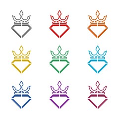 Sticker - Diamond and crown logo design icon isolated on white background. Set icons colorful