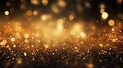 Shimmering vintage lights background in gold and black - soft focus elegance