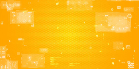 Fototapete - Futuristic digital technology concept. Wide angle visual for banners or advertisements.