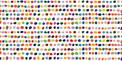 Poster - Colored dots smeared with paint. Set of dots of blots lined up in rows, seamless pattern. For print, background, wallpaper, seamless surface.