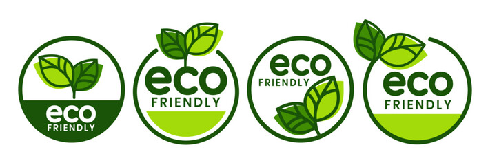 Wall Mural - Set of eco friendly icons. Ecologic food stamps. Organic natural food labels.	