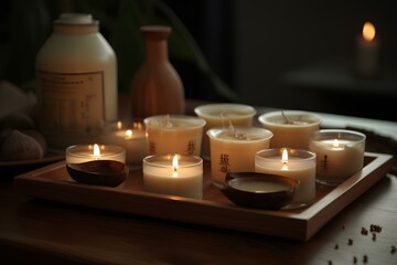 Canvas Print - candles in a spa made by midjourney