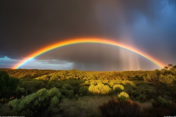 Poster - rainbow over the river made by midjourney