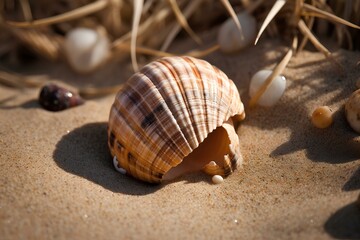 Wall Mural - snail on the sand made by midjourney