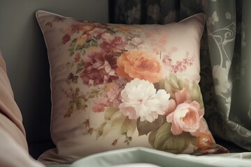 Wall Mural - pillows on a bed made by midjourney